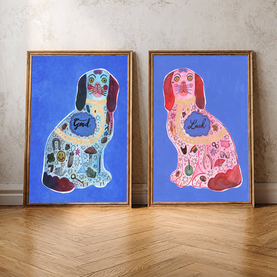 Preppy Dog Wall Art. A white greyhound covered in stars, surrounded by roses with a deep background. Elegant, sophistacted yet playful art.