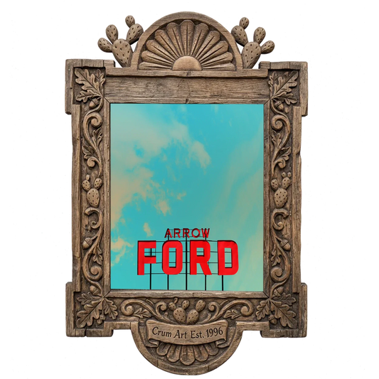 Arrow Ford Abilene Sign — West Texas art print by Betsy Crum in a carved wood frame
