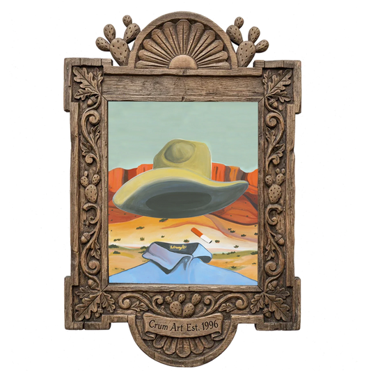 Ghost Cowboy — cowboy art print by Caya Crum in a carved wood frame