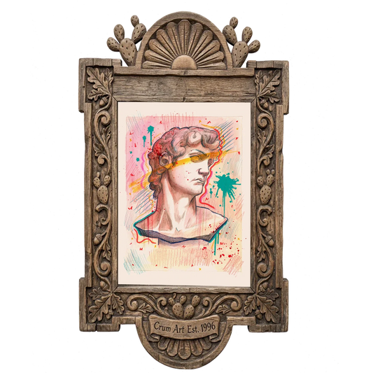Graffiti David Statue — Greco Roman art print by Caya Crum in a carved wood frame