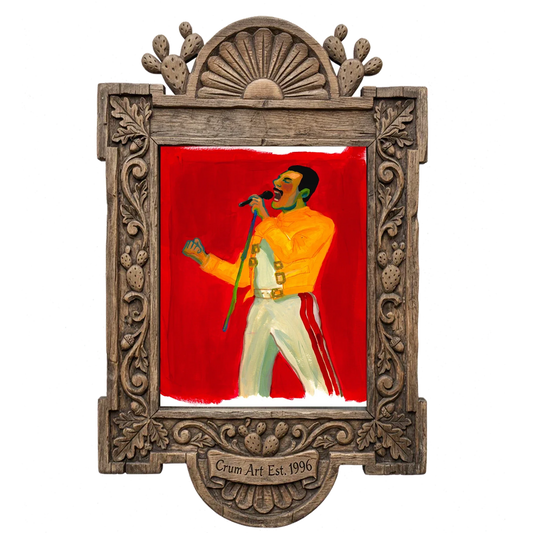 Freddie Live Aid 1985 — music wall art print by Caya Crum in a carved wood frame