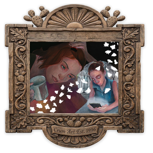 HOPE — feminist art print by Caya Crum in a horizontal carved wood frame