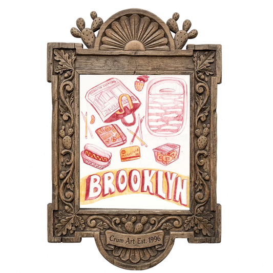 Brooklyn — city art print by Caya Crum in a carved wood frame