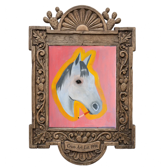 Cutter — horse art print by Caya Crum in a carved wood frame