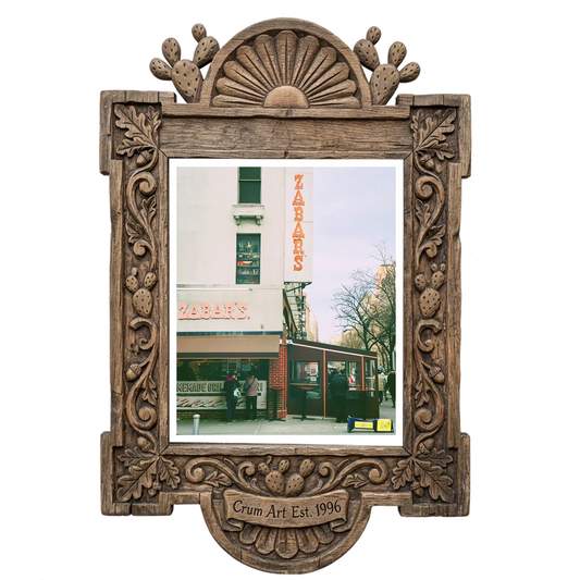 Zabar's — NYC art print by Caya Crum in a carved wood frame