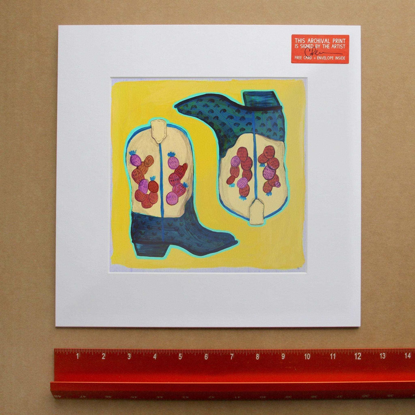 Cactus Boots Yellow Print | Western Decor | Caya Crum Art art print by Caya Crum