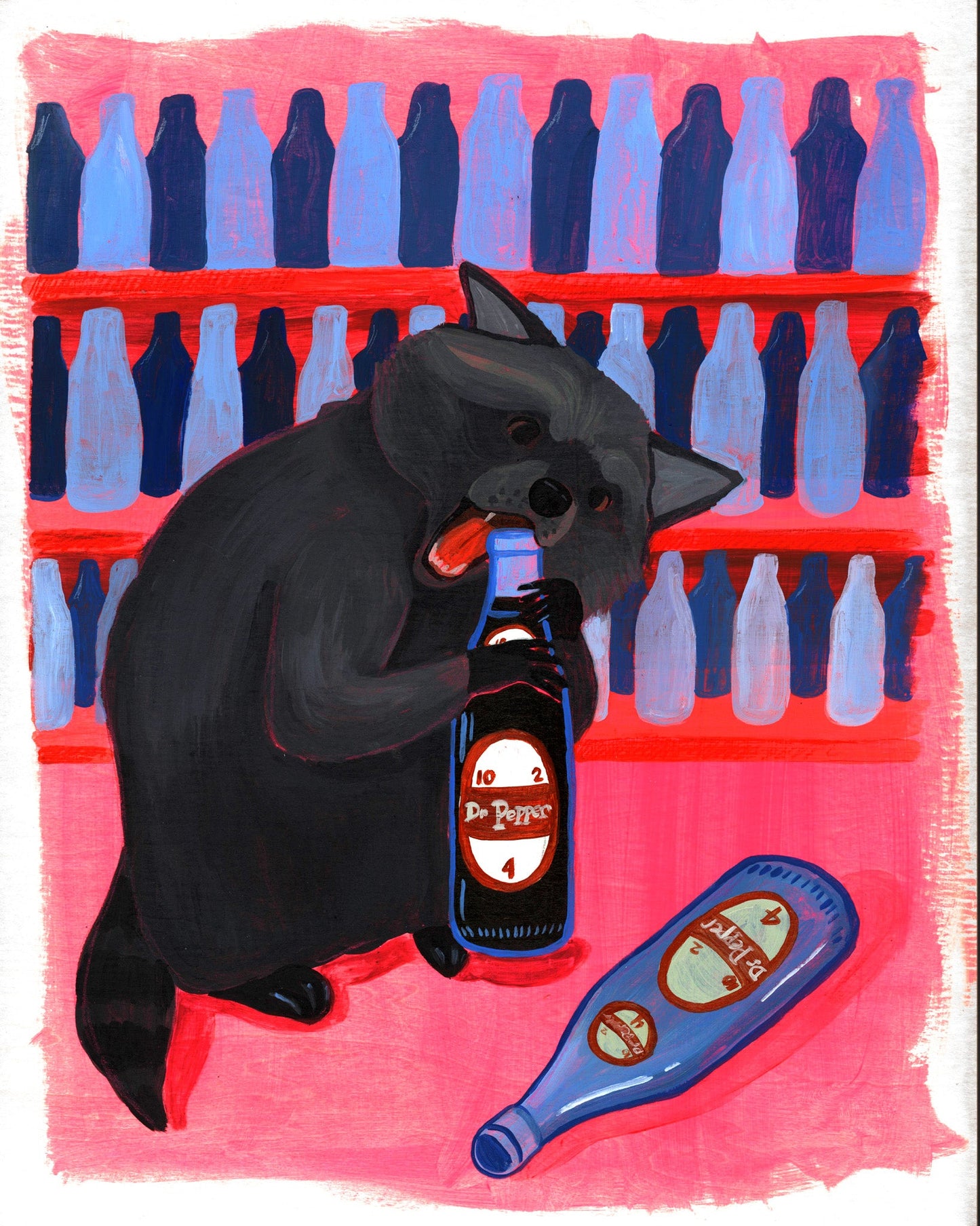 Dr Pepper Raccoon Art Print – Willie the Soda Loving Trash Panda | Caya Crum