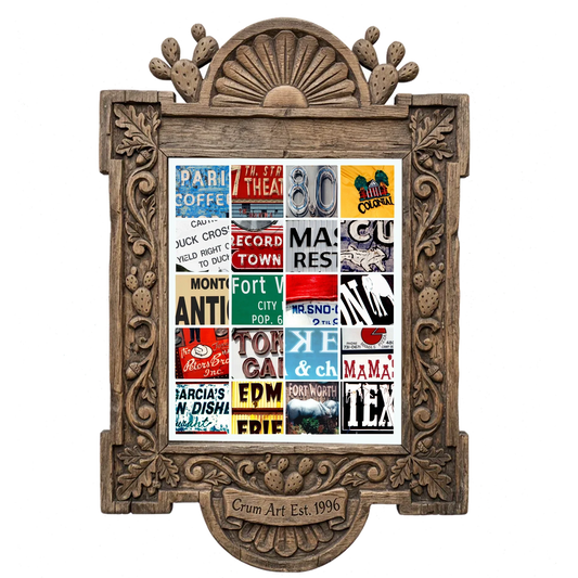 Iconic Fort Worth — Fort Worth art print by Betsy Crum in a carved wood frame