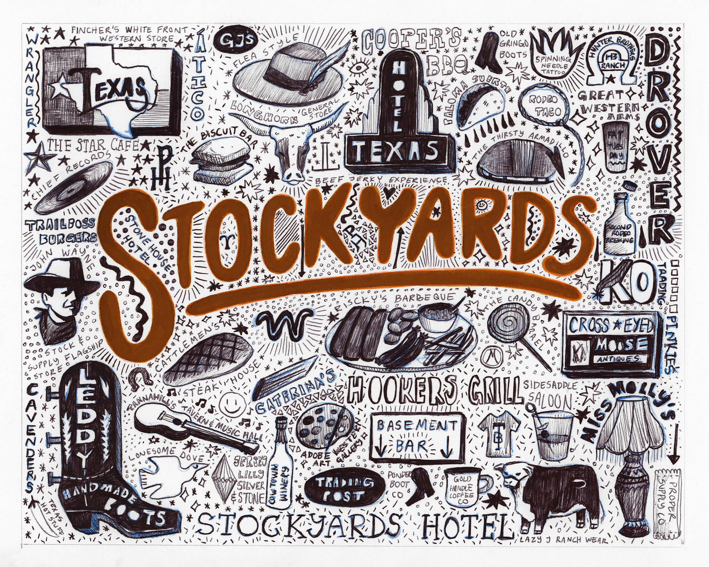Fort Worth Art Prints — Stockyards Print Signs and Landmarks of Fort Worth | Caya Crum Art Crum Art