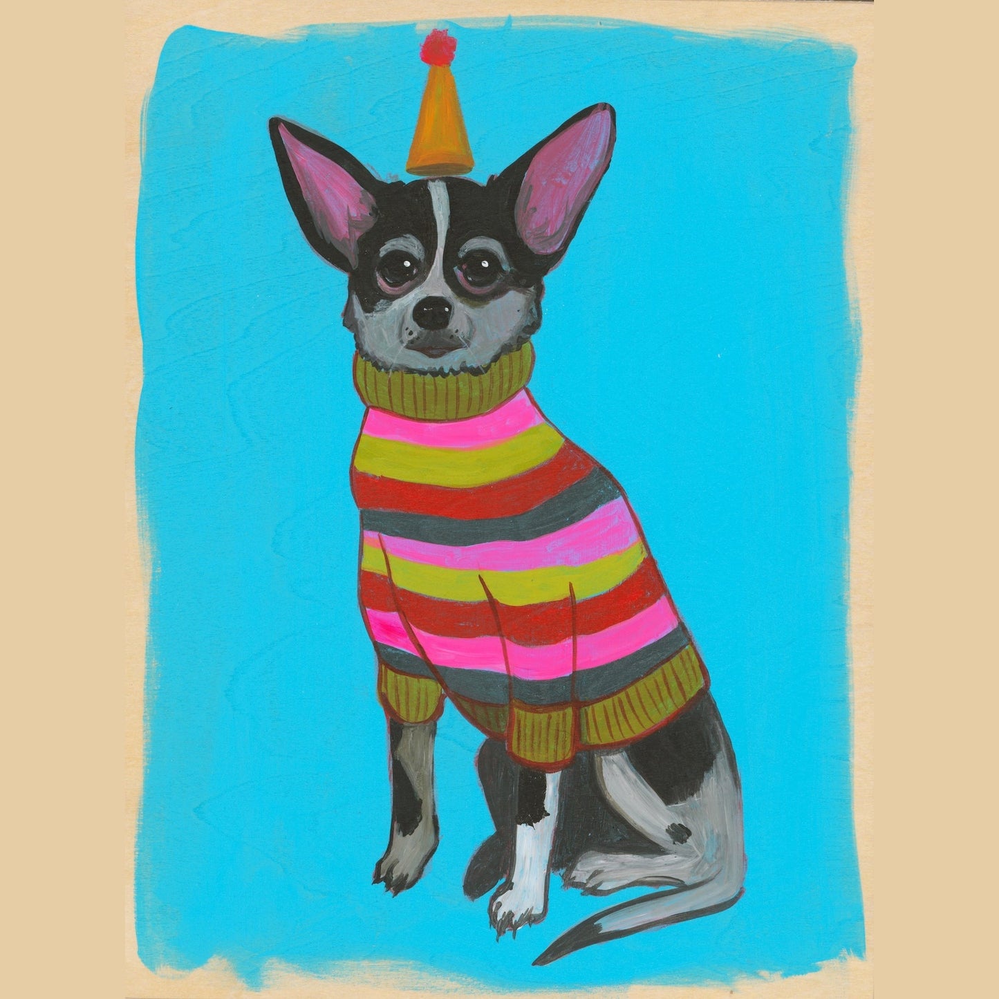 Party Dog Chihuahua Pop Art Print | Caya Crum | Crum Art Crum Art