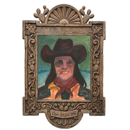 Sir Doug Sahm — music wall art print by Caya Crum in a carved wood frame