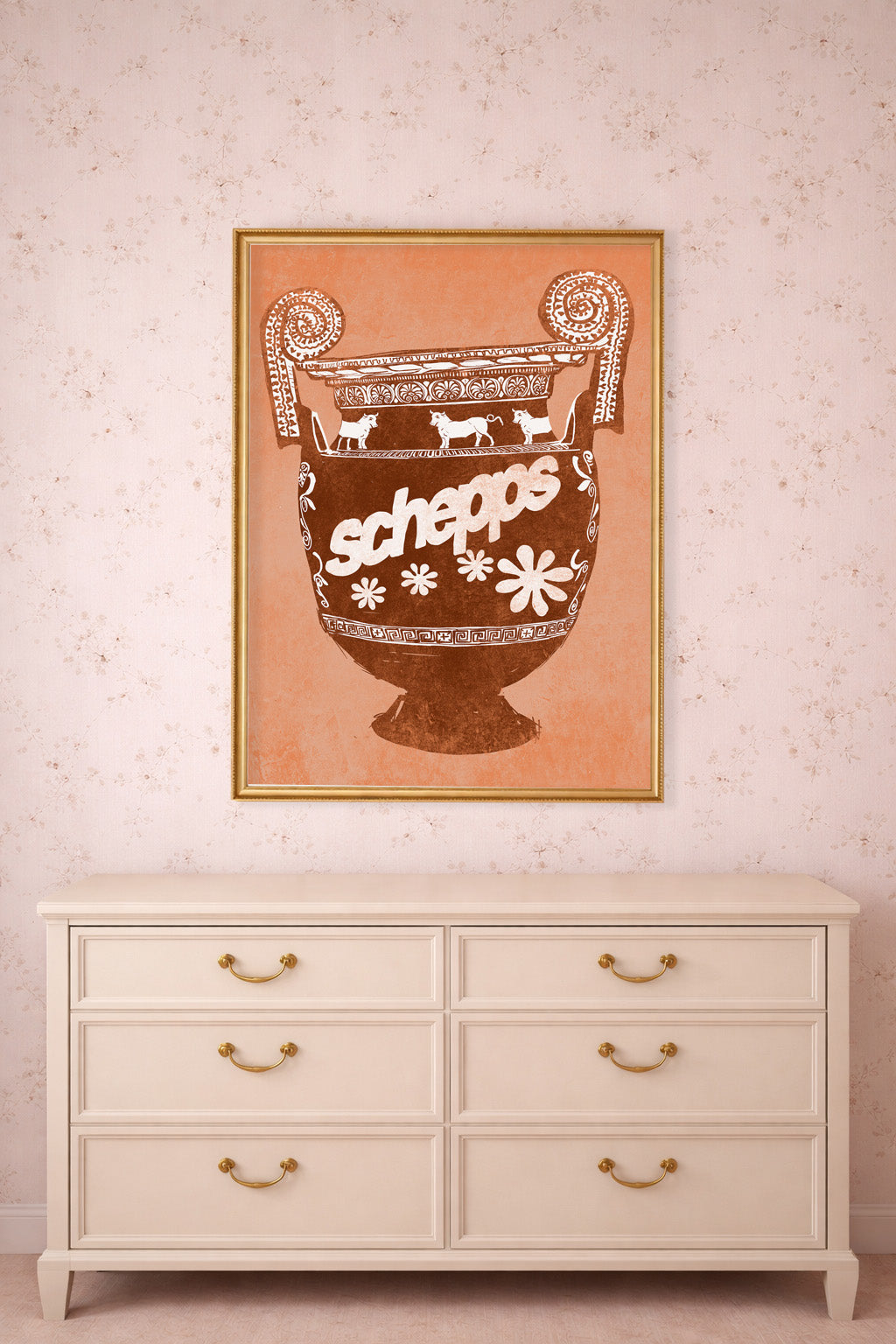 Schepps Amphora shown framed by Crum Art