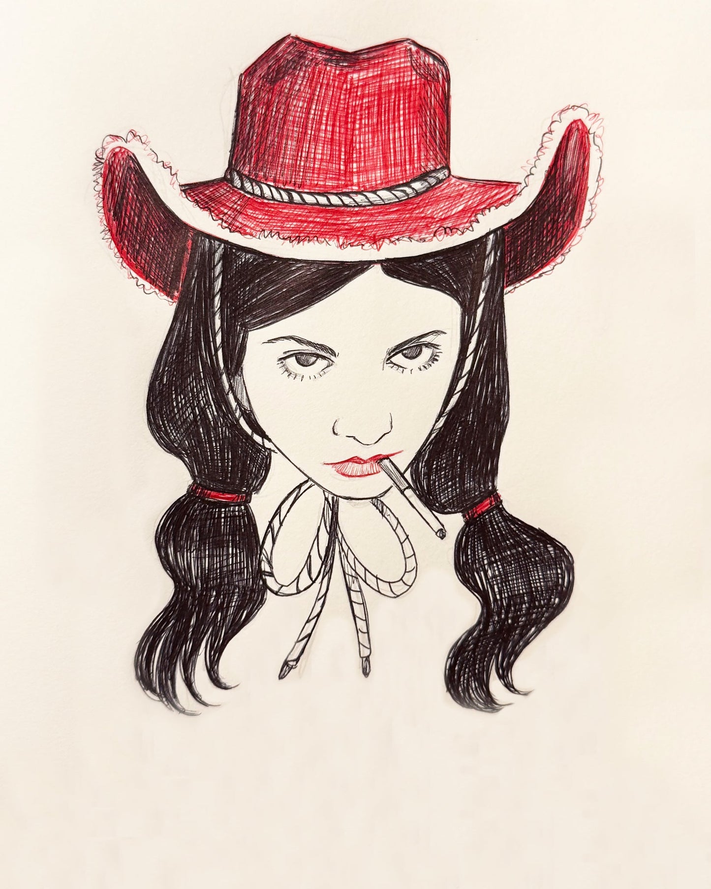 Smoking Cowboy Print — Tavi Red Hat Texas Rodeo Queen Western Art Print | Caya Crum