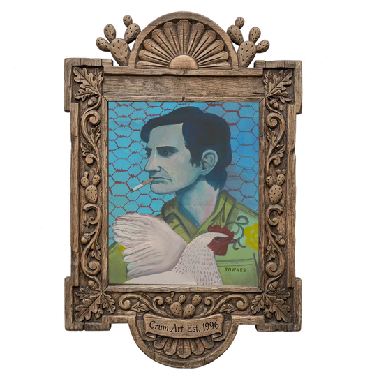 Townes Van Zandt Painting — music wall art print by Caya Crum in a carved wood frame