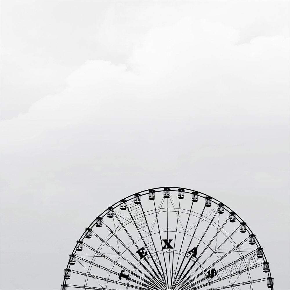 Black and white art print of Texas Star Ferris Wheel in Dallas by Betsy Crum on cotton rag paper