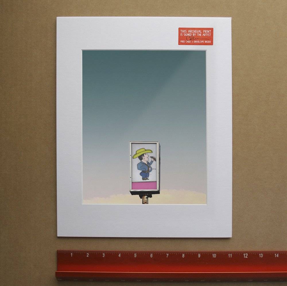 Texas Cowboy Taco fine art print on acid-free cotton paper with artist signature and clear sky background