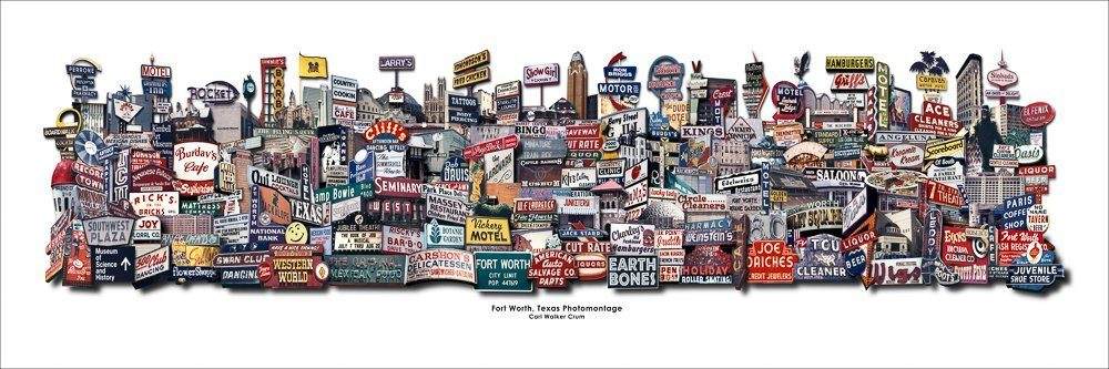 Fort Worth Classic art print by Betsy Crum featuring vintage Texas signs on cotton rag paper