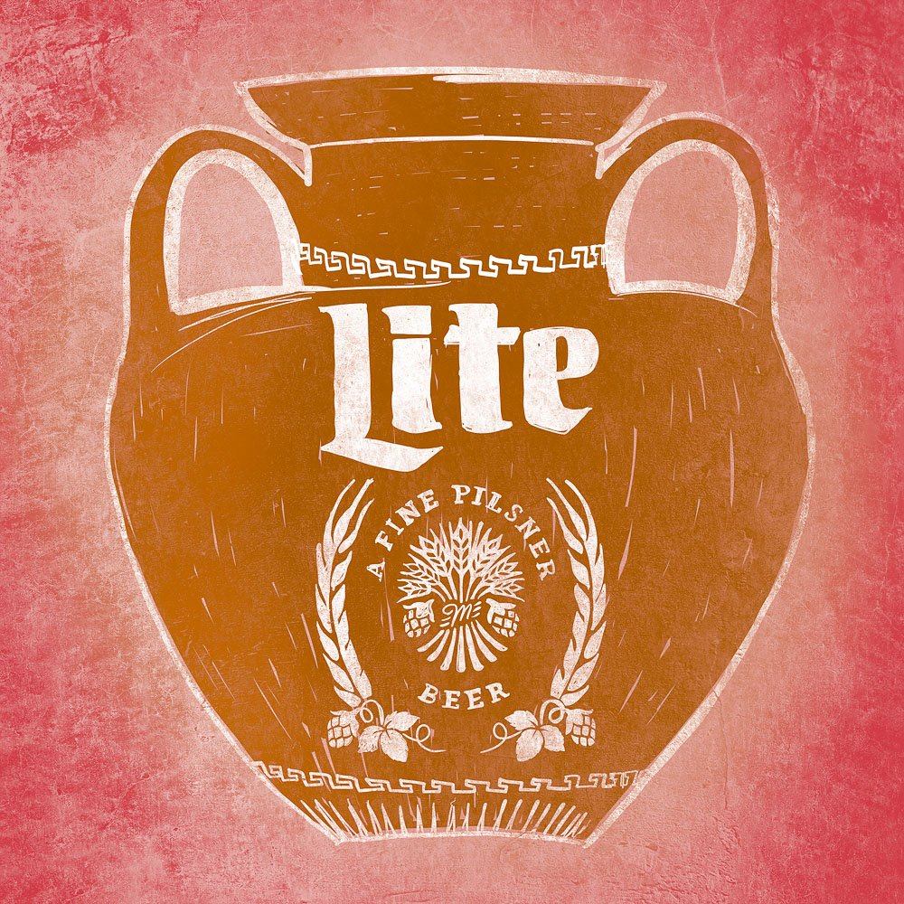 Miller Lite Classic museum style drawing print on acid-free cotton paper.