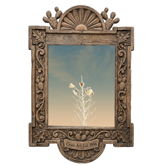 White Sands Yucca — desert art print by Betsy Crum in a carved wood frame