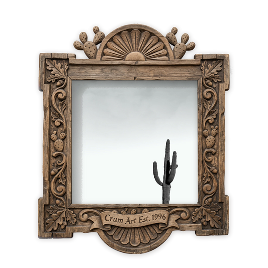 Cosmic Saguaro — art print by Betsy Crum in a carved wood frame