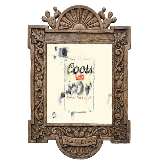 Coors Banquet — bar art print by Betsy Crum in a carved wood frame