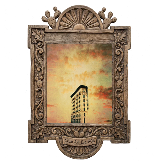 Flat Iron Building — Fort Worth art print by Betsy Crum in a carved wood frame