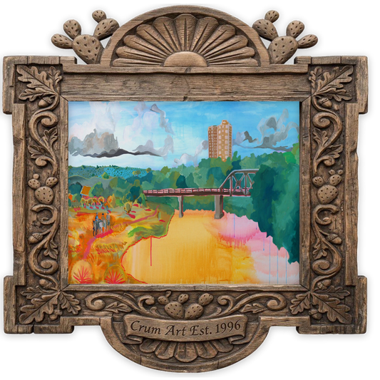 Trinity River TCU Print — art print by Caya Crum in a carved wood frame