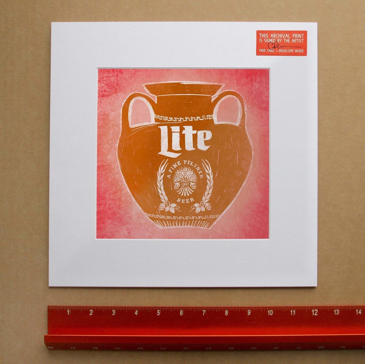 Miller Lite Classic museum style drawing print on acid-free cotton paper.