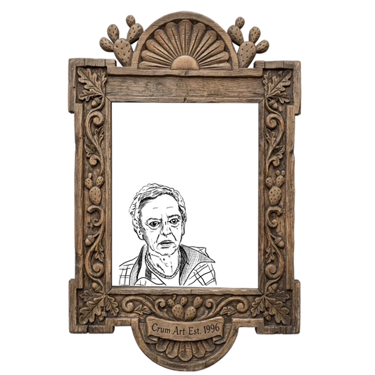Mr. Furley Print — art print by Betsy Crum in a vertical carved wood frame