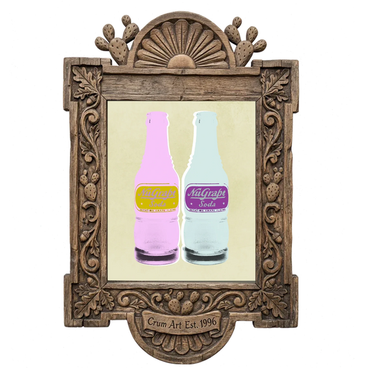 NuGrape Soda — kitchen art print by Betsy Crum in a carved wood frame