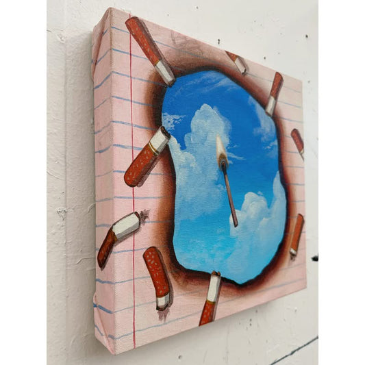 Suspended Flame — the painting seen from an angle on the wall