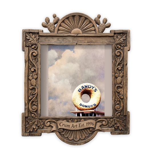 Randy's Donuts Los Angeles — art print by Betsy Crum in a carved wood frame