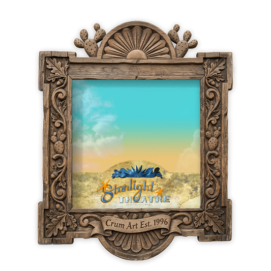 Starlight Lounge Night Sky — Big Bend art print by Betsy Crum in a square carved wood frame