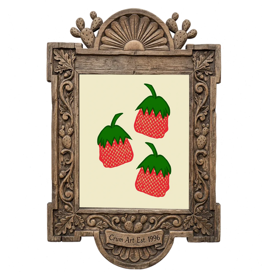 Strawberry Candy Nostalgia — kitchen art print by Betsy Crum in a carved wood frame