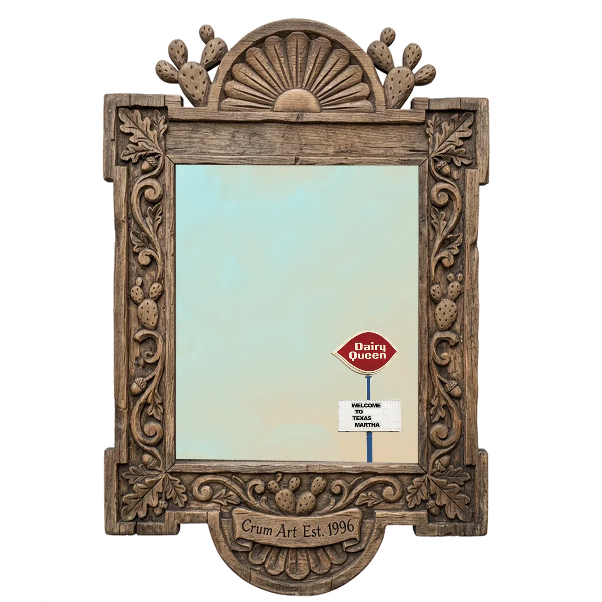 Dairy Queen Big Texas Sky — Texas art print by Betsy Crum in a carved wood frame
