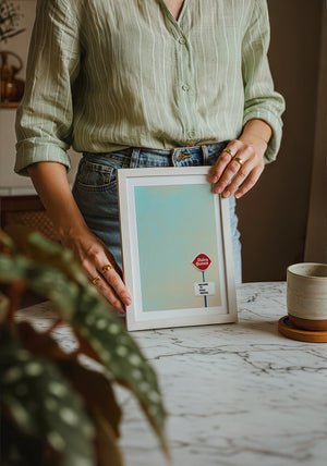 Dairy Queen Big Texas Sky Texas art print by Betsy Crum — neutral frame room mockup