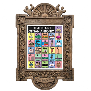 Alphabet — San Antonio art print by Betsy Crum in a carved wood frame