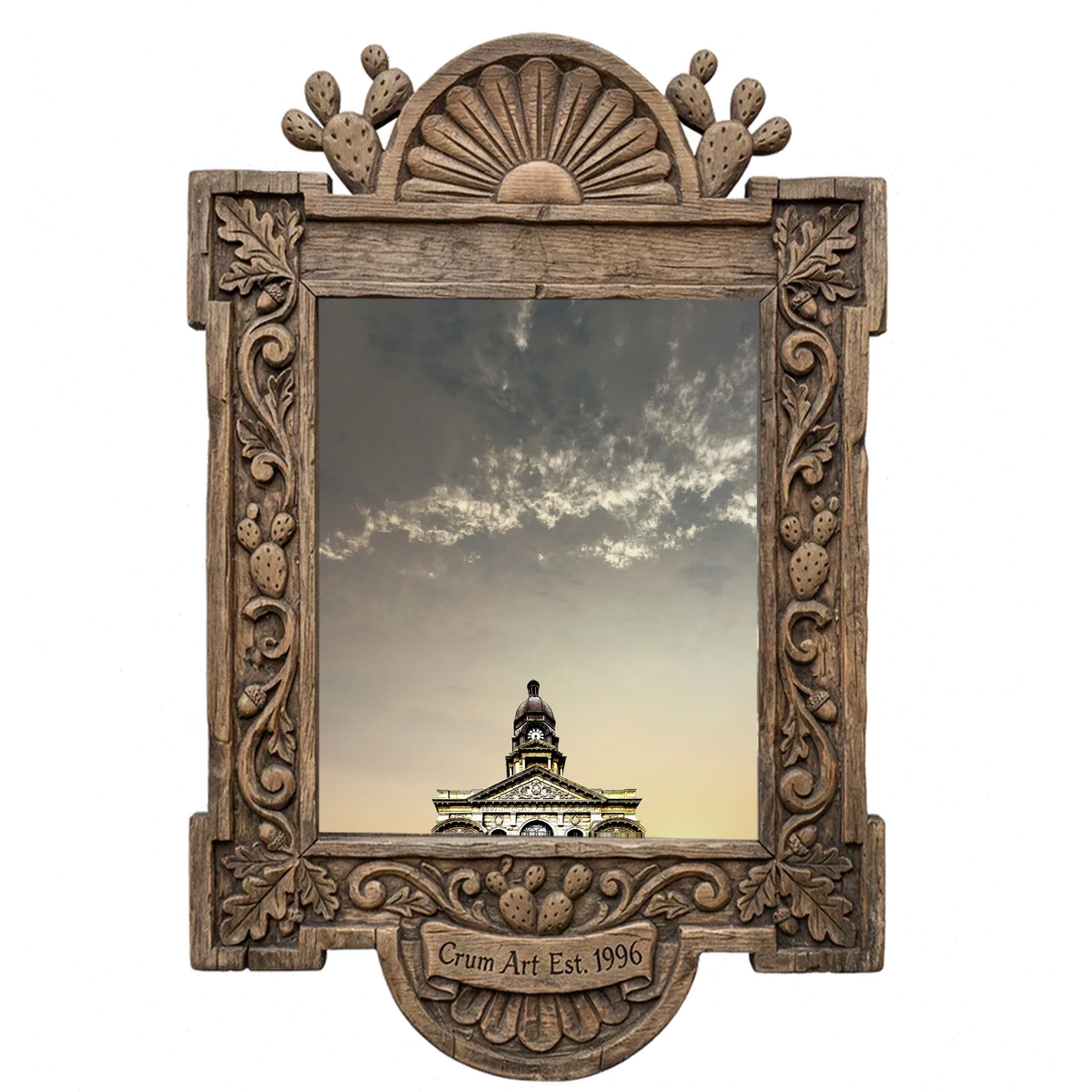 Tarrant County Courthouse — Fort Worth art print by Betsy Crum in a carved wood frame