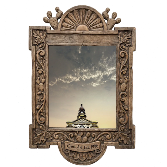 Tarrant County Courthouse — Fort Worth art print by Betsy Crum in a carved wood frame
