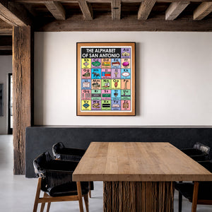 San Antonio Alphabet shown framed by Crum Art
