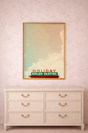 Austin Holiday House Sign shown framed by Crum Art