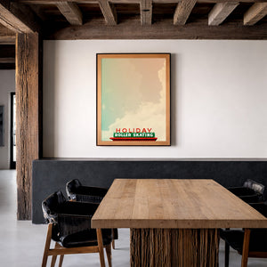 Austin Holiday House Sign shown framed by Crum Art