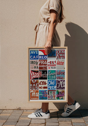 Alphabet of Austin Austin Art print by Betsy Crum — framed with velvet mat
