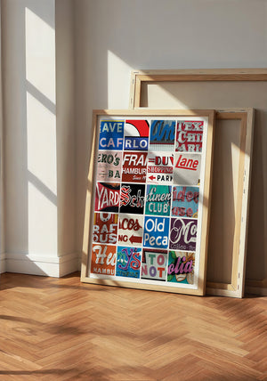 Alphabet of Austin Austin Art print by Betsy Crum — neutral frame room mockup