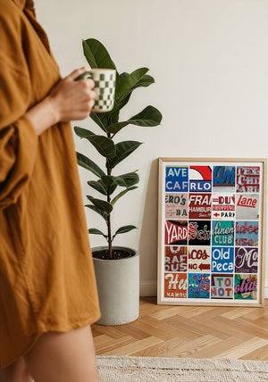 Alphabet of Austin Austin Art print by Betsy Crum — framed with velvet mat