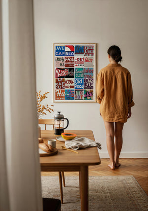 Alphabet of Austin Austin Art print by Betsy Crum — framed with velvet mat