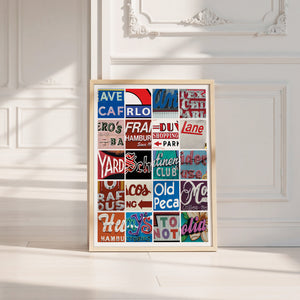 Alphabet of Austin Austin Art print by Betsy Crum — neutral frame room mockup