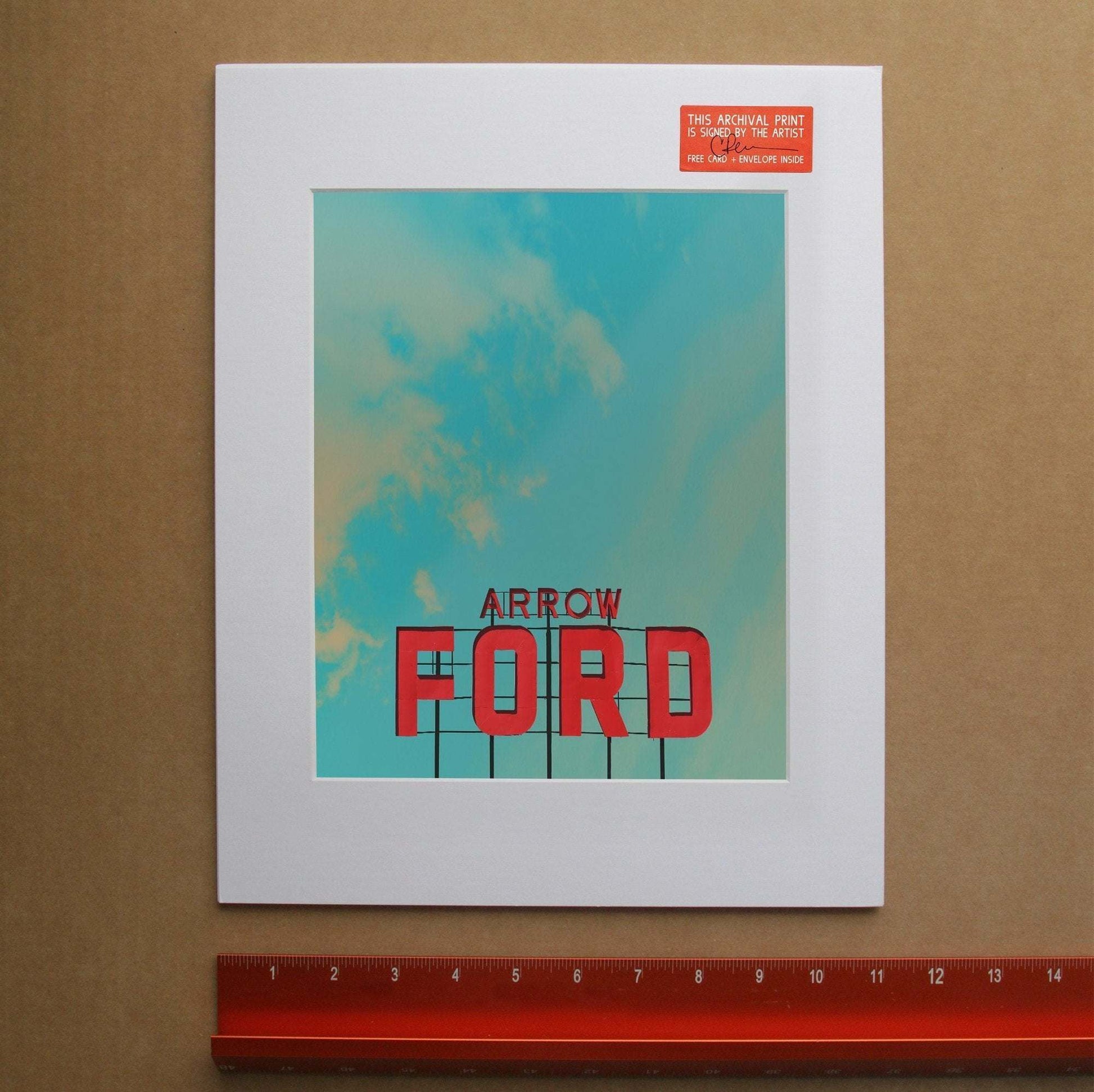 Abilene Art . Arrow Ford Abilene Texas sign museum print with West Texas sky on acid-free cotton paper signed by artist