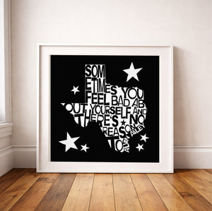 Texas Shaped Quote Wall Decor - Alvin Ailey Art Print midcentury gallery wall Betsy Crum