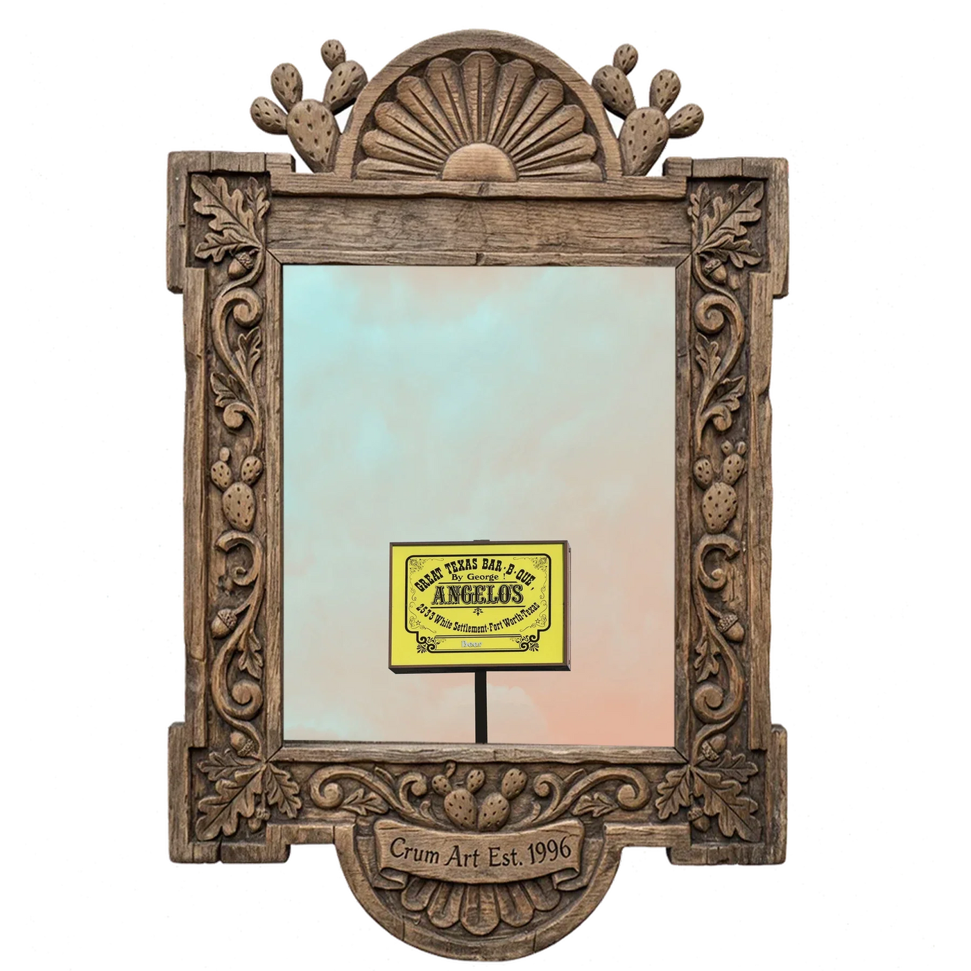 Angelo's White Settlement — Fort Worth art print by Betsy Crum in a carved wood frame